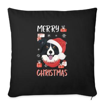 Border Collie Merry Christmas - Sofa pillowcase 17,3'' x 17,3'' (45 x 45 cm) - black - Front