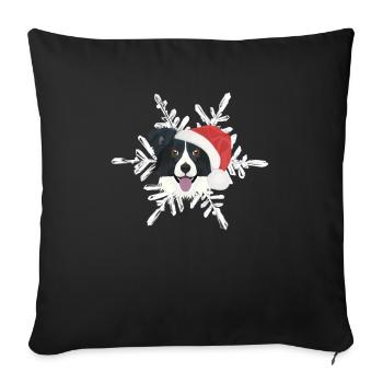 Border Collie Merry Christmas - Sofa pillowcase 17,3'' x 17,3'' (45 x 45 cm) - black - Front
