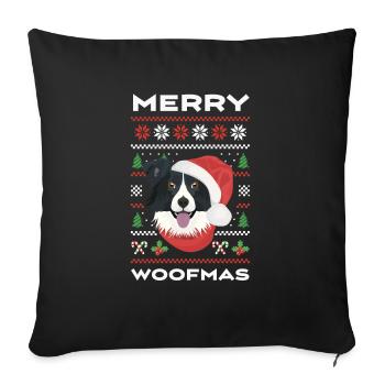 Border Collie Merry Christmas - Sofa pillowcase 17,3'' x 17,3'' (45 x 45 cm) - black - Front