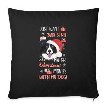Border Collie Merry Christmas - Sofa pillowcase 17,3'' x 17,3'' (45 x 45 cm) - black - Front