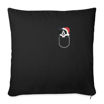 Border Collie Merry Christmas - Sofa pillowcase 17,3'' x 17,3'' (45 x 45 cm) - black - Front