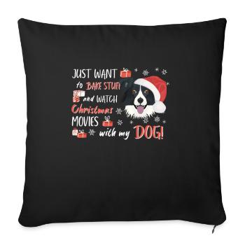 Border Collie Merry Christmas - Sofa pillowcase 17,3'' x 17,3'' (45 x 45 cm) - black - Front