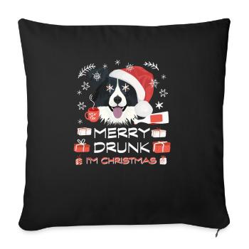 Border Collie Weihnachtsmarkt - Sofakissenbezug 45 x 45 cm - Schwarz - Vorne