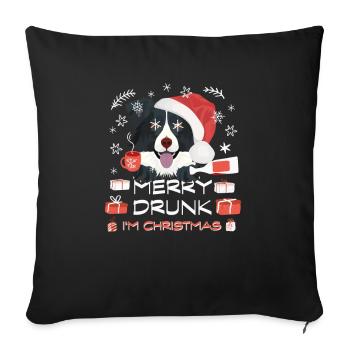 Border Collie Weihnachtsmarkt - Sofakissenbezug 45 x 45 cm - Schwarz - Vorne