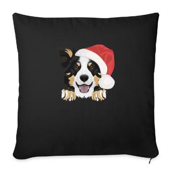 Border Collie Merry Christmas - Sofa pillowcase 17,3'' x 17,3'' (45 x 45 cm) - black - Front