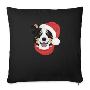 Border Collie Merry Christmas - Sofa pillowcase 17,3'' x 17,3'' (45 x 45 cm) - black - Front