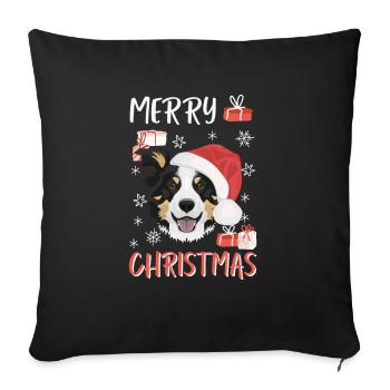 Border Collie Merry Christmas - Sofa pillowcase 17,3'' x 17,3'' (45 x 45 cm) - black - Front