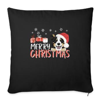 Border Collie Merry Christmas - Sofa pillowcase 17,3'' x 17,3'' (45 x 45 cm) - black - Front