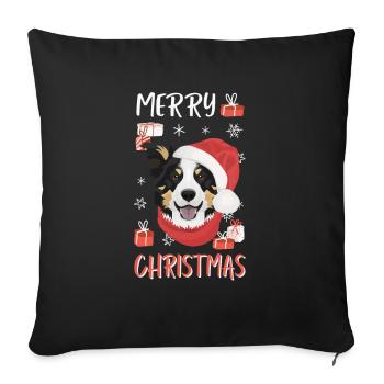 Border Collie Merry Christmas - Sofa pillowcase 17,3'' x 17,3'' (45 x 45 cm) - black - Front