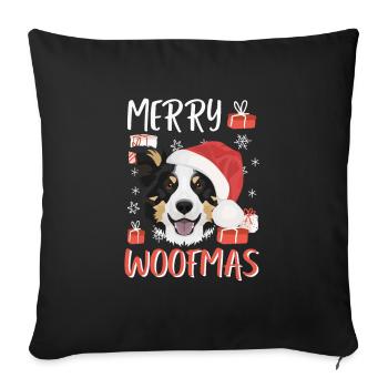 Border Collie Merry Christmas - Sofa pillowcase 17,3'' x 17,3'' (45 x 45 cm) - black - Front