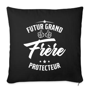 Futur Grand frère Protecteur Cadeau Humour - Housse de coussin décorative 45 x 45 cm - noir - Devant