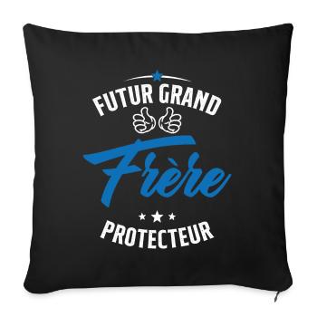 Futur Grand frère Protecteur Cadeau Humour - Housse de coussin décorative 45 x 45 cm - noir - Devant