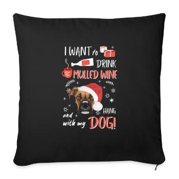 Boxer Vin chaud Noël - Housse de coussin décorative 45 x 45 cm - noir - Devant