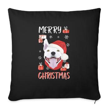 Bull Terrier Merry Christmas - Sofa pillowcase 17,3'' x 17,3'' (45 x 45 cm) - black - Front