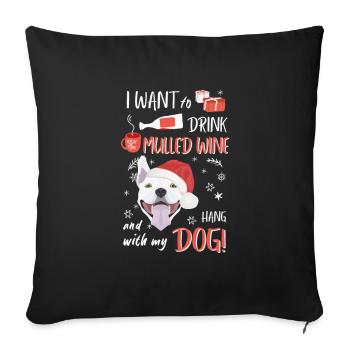 Bull Terrier vin chaud Noël - Housse de coussin décorative 45 x 45 cm - noir - Devant