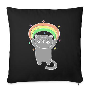 Katzen Regenbogen Weihnachtsoutfit - Sofakissenbezug 45 x 45 cm - Schwarz - Vorne