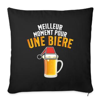 Meilleur Moment Pour Une Bière Noël Cadeau - Housse de coussin décorative 45 x 45 cm - noir - Devant