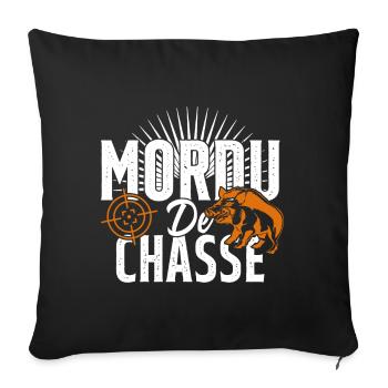 Mordu De Chasse Humour Chasseur Cadeau - Housse de coussin décorative 45 x 45 cm - noir - Devant