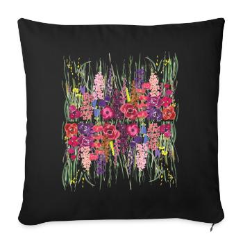 Colorful wildflowers - Sofa pillowcase 17,3'' x 17,3'' (45 x 45 cm) - black - Front