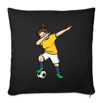 Dabbing Soccer Player Girls Brazil Soccer - Sofa pillowcase 17,3'' x 17,3'' (45 x 45 cm) - black - Front