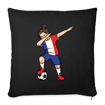 Dabbing Soccer Player Girls France Soccer - Sofa pillowcase 17,3'' x 17,3'' (45 x 45 cm) - black - Front