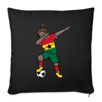 Dabbing Footballeuse Filles Ghana Soccer - Housse de coussin décorative 45 x 45 cm - noir - Devant