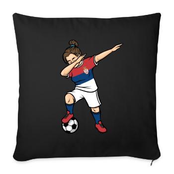Dabbing Soccer Player Girls Serbia Soccer - Sofa pillowcase 17,3'' x 17,3'' (45 x 45 cm) - black - Front
