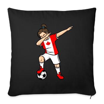 Dabbing Soccer Player Girls Canada Soccer - Housse de coussin décorative 45 x 45 cm - noir - Devant