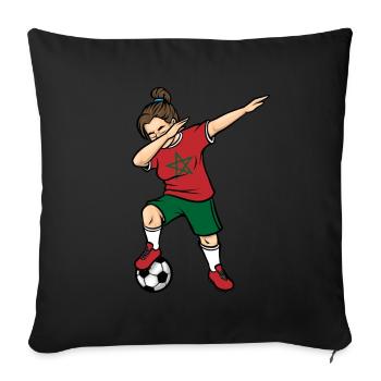 Dabbing Footballeuse Filles Maroc Football - Housse de coussin décorative 45 x 45 cm - noir - Devant