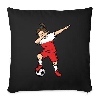 Dabbing Soccer Player Girls Poland Soccer - Sofa pillowcase 17,3'' x 17,3'' (45 x 45 cm) - black - Front