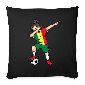 Dabbing Soccer Player Girl Senegal Soccer - Sofa pillowcase 17,3'' x 17,3'' (45 x 45 cm) - black - Front