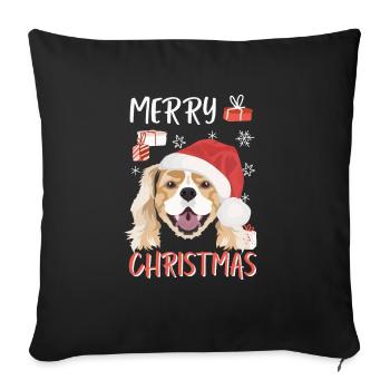 King Charles Spaniel Merry Christmas - Sofa pillowcase 17,3'' x 17,3'' (45 x 45 cm) - black - Front