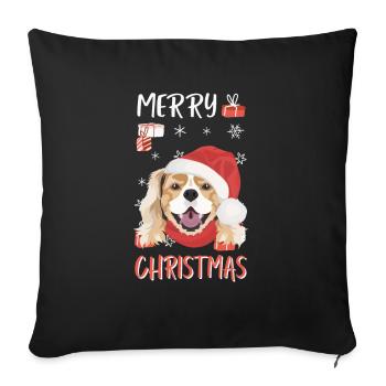 King Charles Spaniel Merry Christmas - Sofa pillowcase 17,3'' x 17,3'' (45 x 45 cm) - black - Front