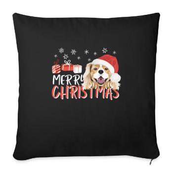 King Charles Spaniel Merry Christmas - Sofa pillowcase 17,3'' x 17,3'' (45 x 45 cm) - black - Front