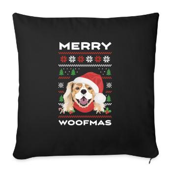 King Charles Spaniel Merry Christmas - Sofa pillowcase 17,3'' x 17,3'' (45 x 45 cm) - black - Front