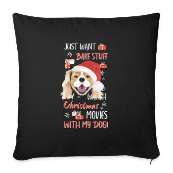 King Charles Spaniel Merry Christmas - Sofa pillowcase 17,3'' x 17,3'' (45 x 45 cm) - black - Front