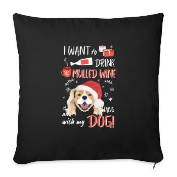 King Charles Spaniel Vin chaud Noël - Housse de coussin décorative 45 x 45 cm - noir - Devant