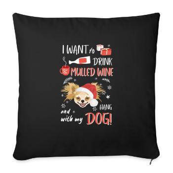 Chihuahua vin chaud Noël - Housse de coussin décorative 45 x 45 cm - noir - Devant