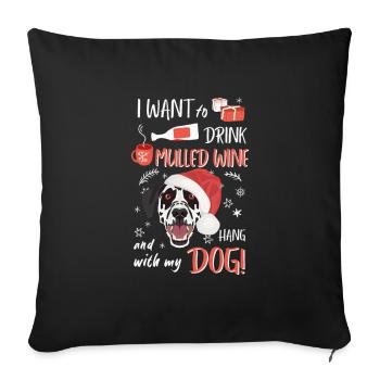 Vin chaud dalmate Noël - Housse de coussin décorative 45 x 45 cm - noir - Devant