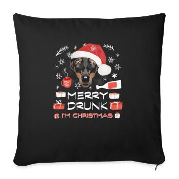 Marché de Noël du teckel - Housse de coussin décorative 45 x 45 cm - noir - Devant