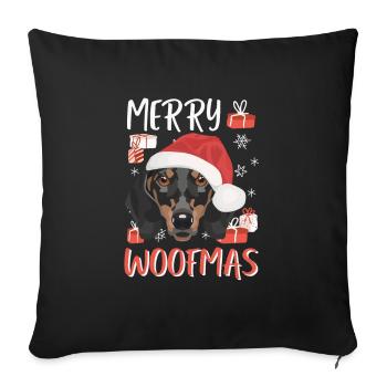 Teckel Joyeux Noël - Housse de coussin décorative 45 x 45 cm - noir - Devant