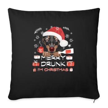 Marché de Noël du teckel - Housse de coussin décorative 45 x 45 cm - noir - Devant