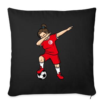 Dabbing Soccer Player Girls Tunisia Soccer - Sofa pillowcase 17,3'' x 17,3'' (45 x 45 cm) - black - Front