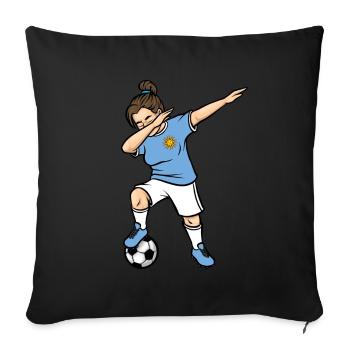 Dabbing Footballeuse Filles Uruguay Football - Housse de coussin décorative 45 x 45 cm - noir - Devant