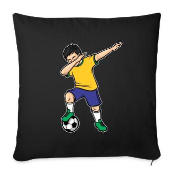 Dabbing Football Player Boy Brazil Football - Sofa pillowcase 17,3'' x 17,3'' (45 x 45 cm) - black - Front