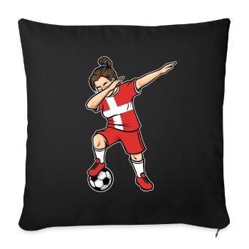 Dabbing Soccer Player Girls Denmark Soccer - Sofa pillowcase 17,3'' x 17,3'' (45 x 45 cm) - black - Front