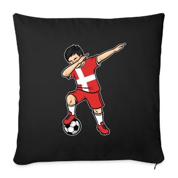 Dabbing Football Player Young Denmark Football - Sofa pillowcase 17,3'' x 17,3'' (45 x 45 cm) - black - Front