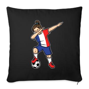 Dabbing Soccer Player Girls France Soccer - Sofa pillowcase 17,3'' x 17,3'' (45 x 45 cm) - black - Front