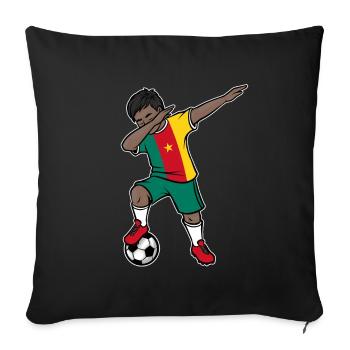 Dabbing Footballeur Jeune Camerounais Football - Housse de coussin décorative 45 x 45 cm - noir - Devant