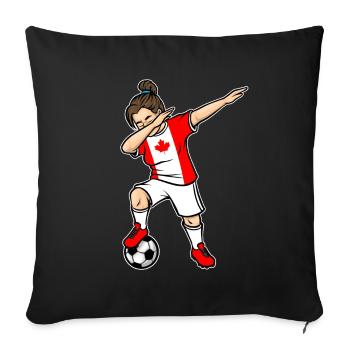 Dabbing Soccer Player Girls Canada Soccer - Housse de coussin décorative 45 x 45 cm - noir - Devant